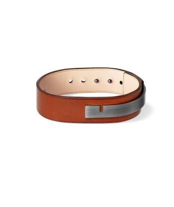 Bracelet large cuir acier | U-TURN.18 de pas cher