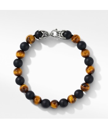 Men's Spiritual Beads Bracelet with Tiger's Eye and Black Onyx 8MM brillant des détails fins