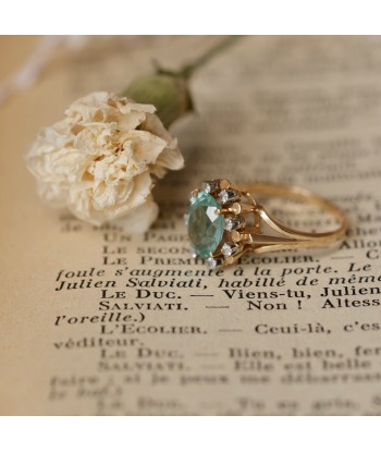 Bague fleur ancienne or rose et spinelle bleu Les magasins à Paris et en Île-de-France