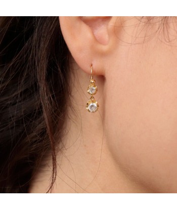 Boucles d'oreilles dormeuses fleurs pierres blanches Toutes les collections ici