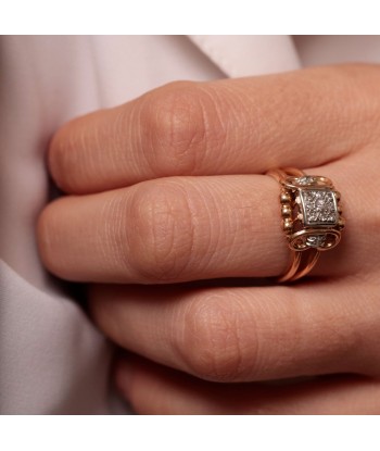 Bague volutes or rose diamant À commander