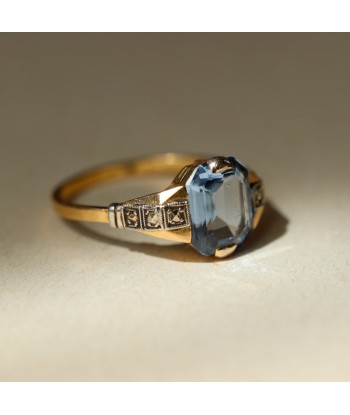 Bague vintage bleue clair octogonale livraison et retour toujours gratuits