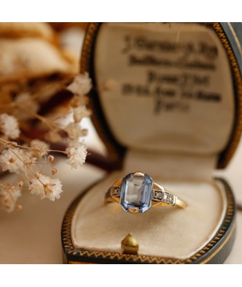 Bague vintage bleue clair octogonale livraison et retour toujours gratuits