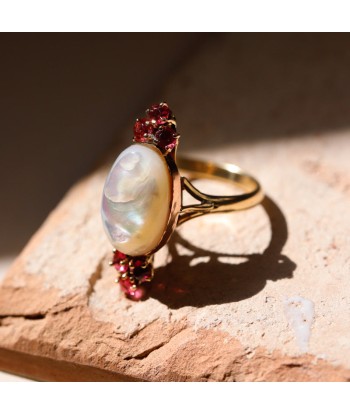 Bague marquise vintage rubis et nacre naturelle 50% de réduction en Octobre 2024