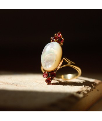 Bague marquise vintage rubis et nacre naturelle 50% de réduction en Octobre 2024