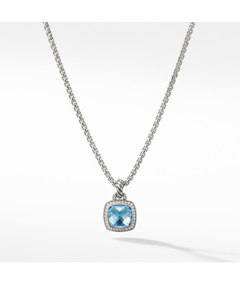 David Yurman Albion 11MM Pendant with Blue Topaz and Diamonds pas cher