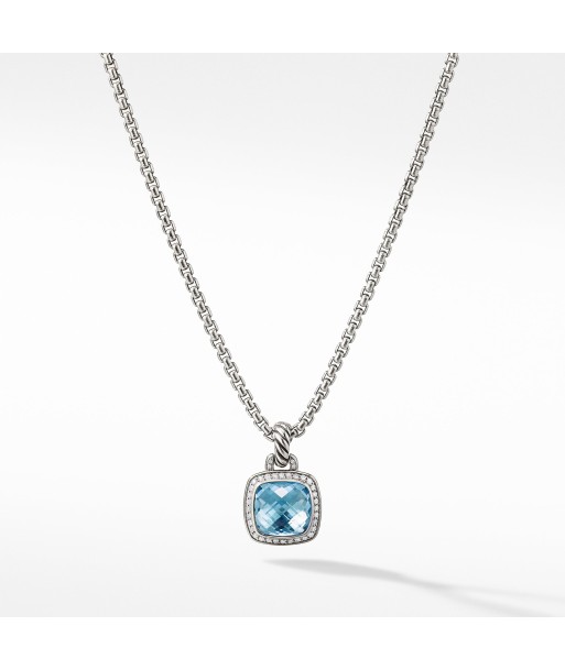 David Yurman Albion 11MM Pendant with Blue Topaz and Diamonds pas cher