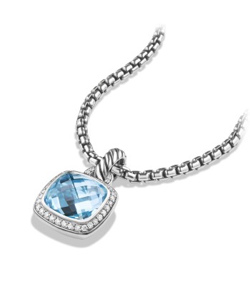 David Yurman Albion 11MM Pendant with Blue Topaz and Diamonds pas cher