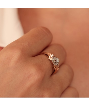 Bague ancienne volutes or rose diamant soldes