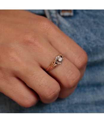 Bague ancienne volutes or rose diamant soldes