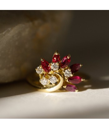 Bague paon rubis navettes et diamants de la marque