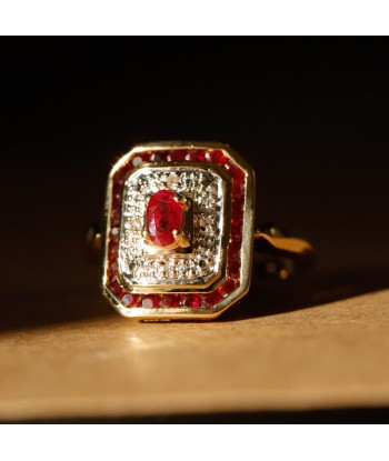 Bague vintage années 80' rubis diamants votre