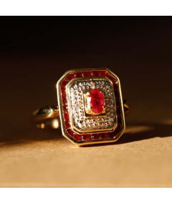 Bague vintage années 80' rubis diamants votre