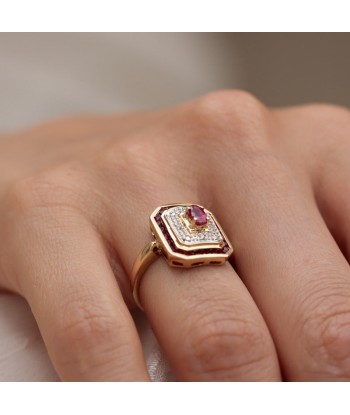 Bague vintage années 80' rubis diamants votre