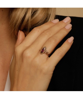 Bague dentelle perles fines et pierre violette online