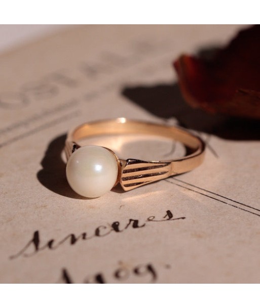 Bague solitaire vintage perle de culture pas cher