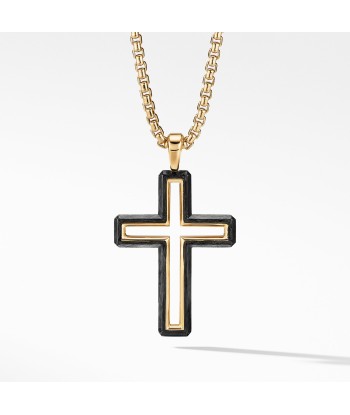 David Yurman Men's Forged Carbon Cross Pendant with 18K Gold offre 