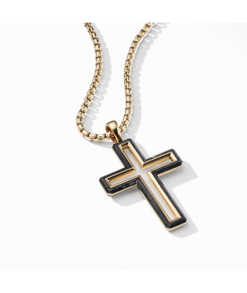 David Yurman Men's Forged Carbon Cross Pendant with 18K Gold offre 