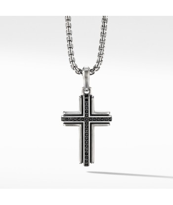 David Yurman Men's Deco Cross Pendant with Pave Black Diamonds Dans la société mordern