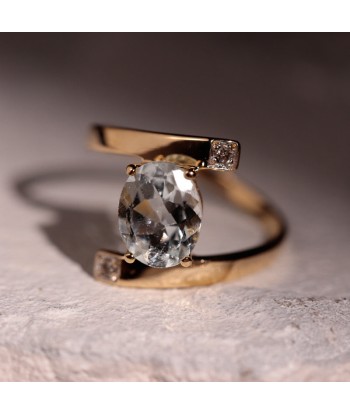 Bague croisée aigue marine et diamants Economisez 