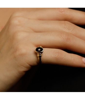 Bague chevalière onyx et brillant Paris Déstockage Promo