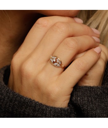 Bague vintage délicate feuillages diamants les ctes