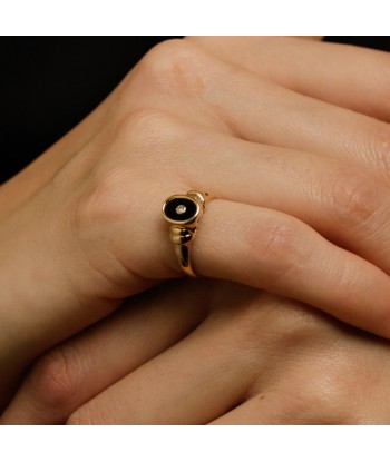 Bague chevalière onyx et brillant Paris Déstockage Promo