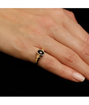 Bague chevalière onyx et brillant Paris Déstockage Promo