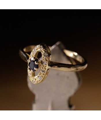 Bague navette saphir et diamants Pour