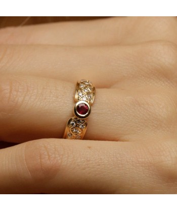 Bague vintage ronde rubis et diamants 50% de réduction en Octobre 2024