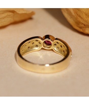 Bague vintage ronde rubis et diamants 50% de réduction en Octobre 2024