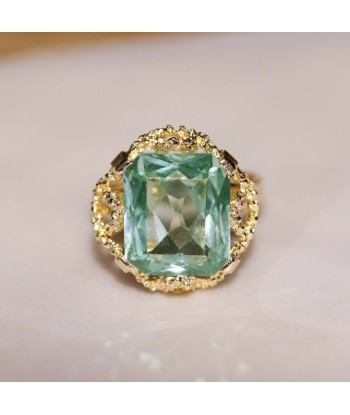 Bague cocktail vintage pierre bleu vert français