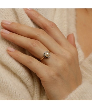 Bague vintage perle et motif platine chez Cornerstreet bien 