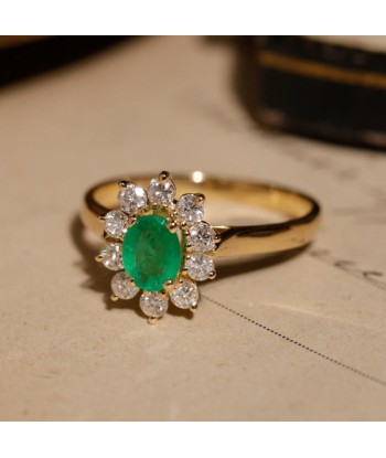 Bague marguerite émeraude dix diamants livraison et retour toujours gratuits