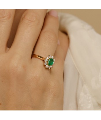 Bague marguerite émeraude dix diamants livraison et retour toujours gratuits