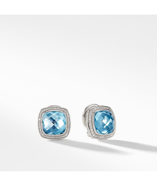 David Yurman Albion 11MM Earrings with Blue Topaz and Diamonds à prix réduit toute l'année