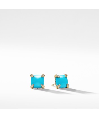 David Yurman Chatelaine 8MM Earrings with Turquoise in 18K Gold 50-70% off 