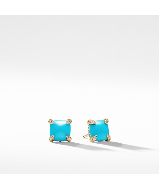 David Yurman Chatelaine 8MM Earrings with Turquoise in 18K Gold 50-70% off 