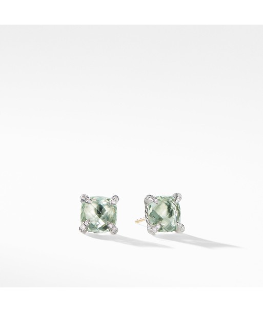 David Yurman Chatelaine 9MM Stud Earrings with Prasiolite and Diamonds Comment ça marche