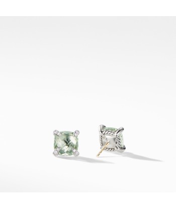 David Yurman Chatelaine 9MM Stud Earrings with Prasiolite and Diamonds Comment ça marche