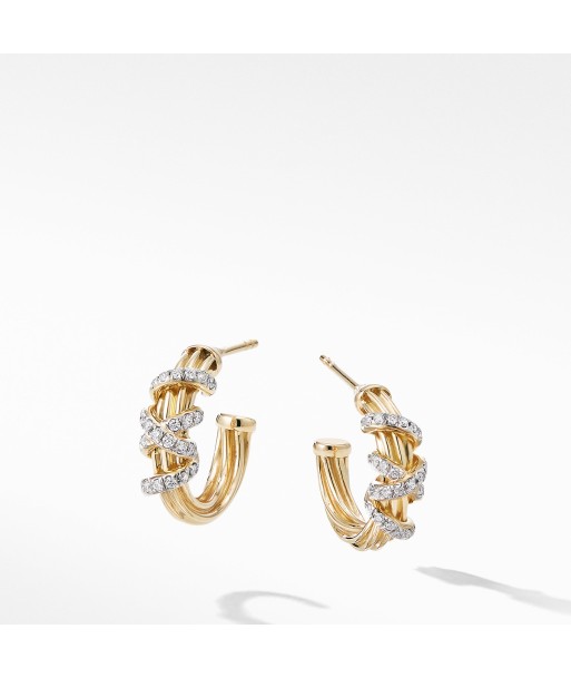 David Yurman Helena Small Hoop Earring in 18K Yellow Gold with Diamonds pour bénéficier 