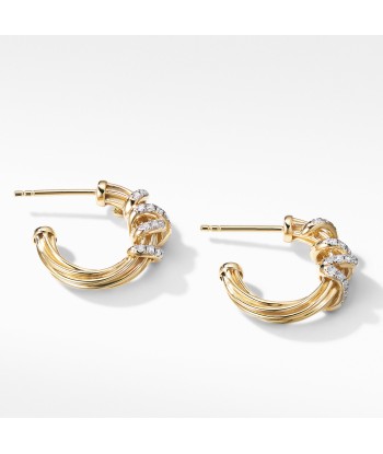 David Yurman Helena Small Hoop Earring in 18K Yellow Gold with Diamonds pour bénéficier 