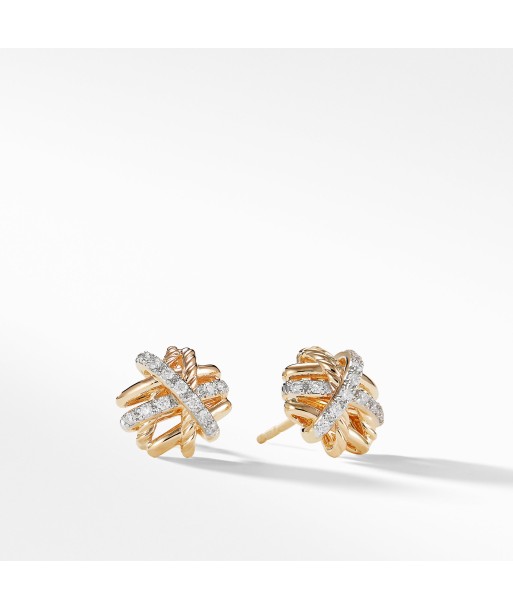 David Yurman Crossover Earrings with Diamonds in 18K Gold, 11mm Jusqu'à 80% De Réduction