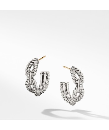 David Yurman Cable Loop Hoop Earrings with Diamonds basket pas cher