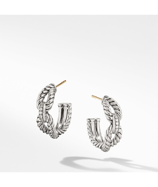 David Yurman Cable Loop Hoop Earrings with Diamonds basket pas cher