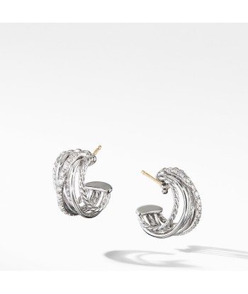 David Yurman Crossover Huggie Hoop Earrings with Diamonds les ligaments