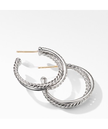 David Yurman Crossover Medium Hoop Earrings with Diamonds online