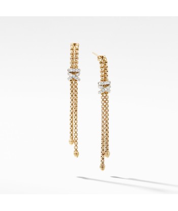 David Yurman Helena Box Chain Earrings in 18K Yellow Gold with Diamonds d'Europe débarque