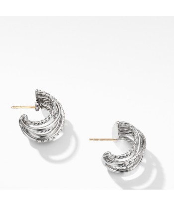 David Yurman Crossover Huggie Hoop Earrings with Diamonds les ligaments