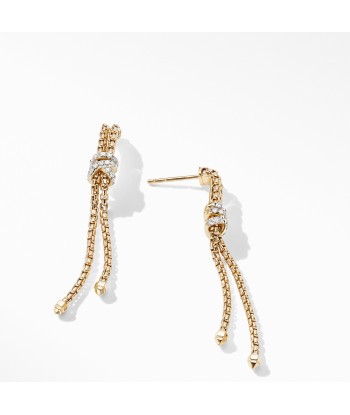 David Yurman Helena Box Chain Earrings in 18K Yellow Gold with Diamonds d'Europe débarque